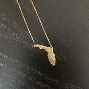 Brushed Metal Gold Florida State Necklace